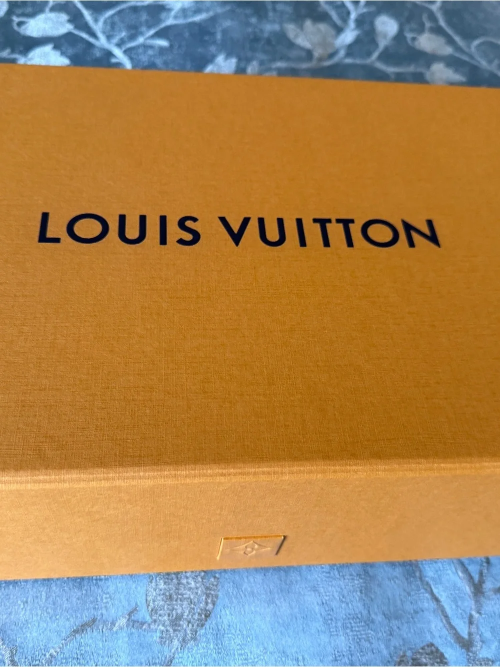 Louis Vuitton Orange Empty Gift Box with LV Blue Logo magnetic close